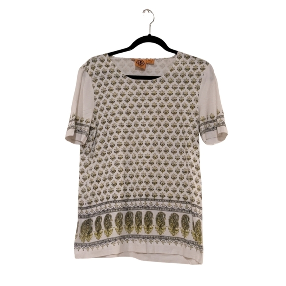 Tory Burch Luxury Printed Cotton Blouse | Size M | Designer Boho Chic - Picture 2 of 4